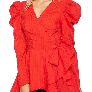 C/Meo Collective Wrap Top with Puff Sleeves